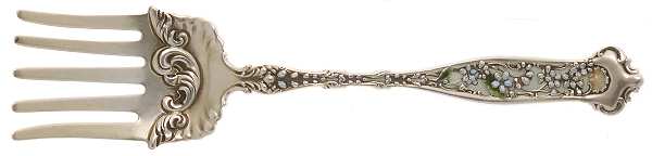 Dresden (Sterling, 1896) Enameled Large Solid Tined Sardine Serving Fork