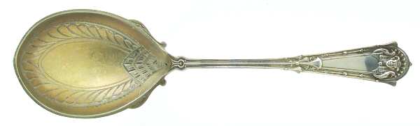Egyptian (Sterling, 1875) Solid Bright Cut Vegetable Serving Spoon
