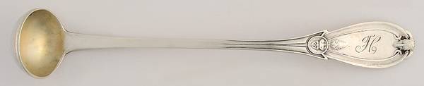 Grecian (Sterling, 1862, No Monograms) Coin Mustard Spoon