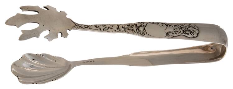 Heraldic (Sterling, 1880) Large Ice Serving Tongs by Whiting Manf Co