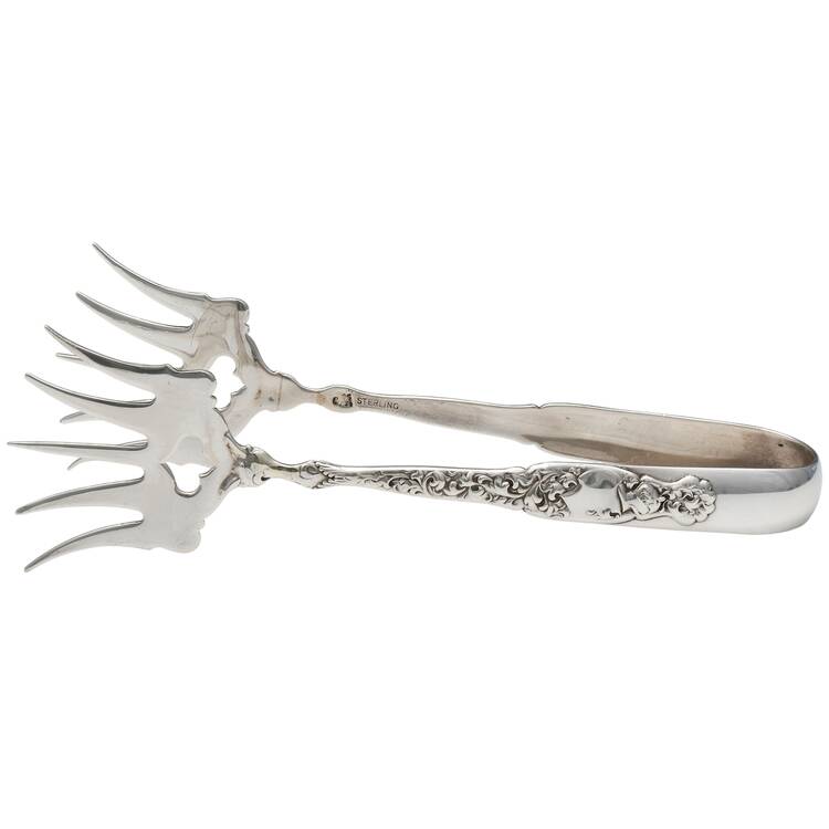 Heraldic (Sterling, 1880) Large Solid Sandwich Tongs by Whiting Manf Co