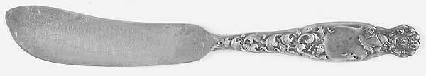 Heraldic (Sterling, 1880) Flat Handle Master Butter Knife by Whiting Manf Co