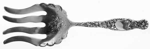 Heraldic (Sterling, 1880) Large Solid Asparagus Serving Fork Design Bowl