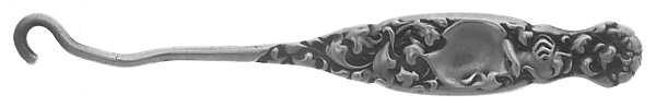 Heraldic (Sterling, 1880) Button Hook Small Solid Piece