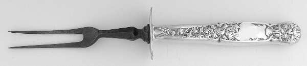 Heraldic (Sterling, 1880) Small Carving Fork W/Sterling Guard