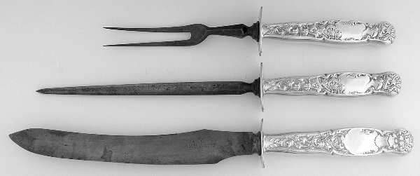 Heraldic (Sterling, 1880) (3 Pc)Carving Set-Lg Stnbl/Roast w/Sterling Guard