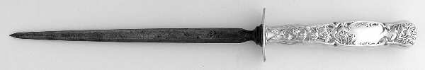 Heraldic (Sterling, 1880) Large Knife Sharpener-Steel Rod w/Sterling Guard