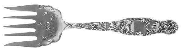 Heraldic (Sterling, 1880) Large Solid Tined Sardine Serving Fork by Whiting Manf Co