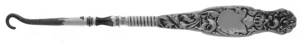 Heraldic (Sterling, 1880) Button Hook Hollow Handle Large