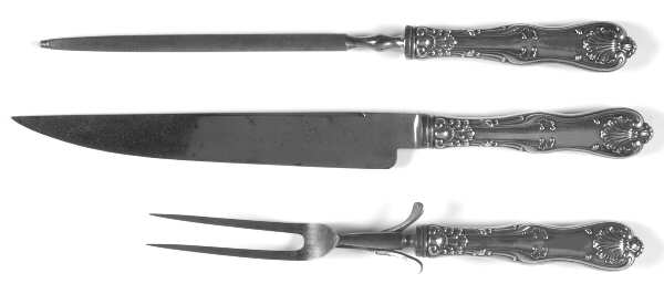 Imperial Queen (Sterling, 1893) Large 3-Piece Roast Carving Set w/ Stainless Blade