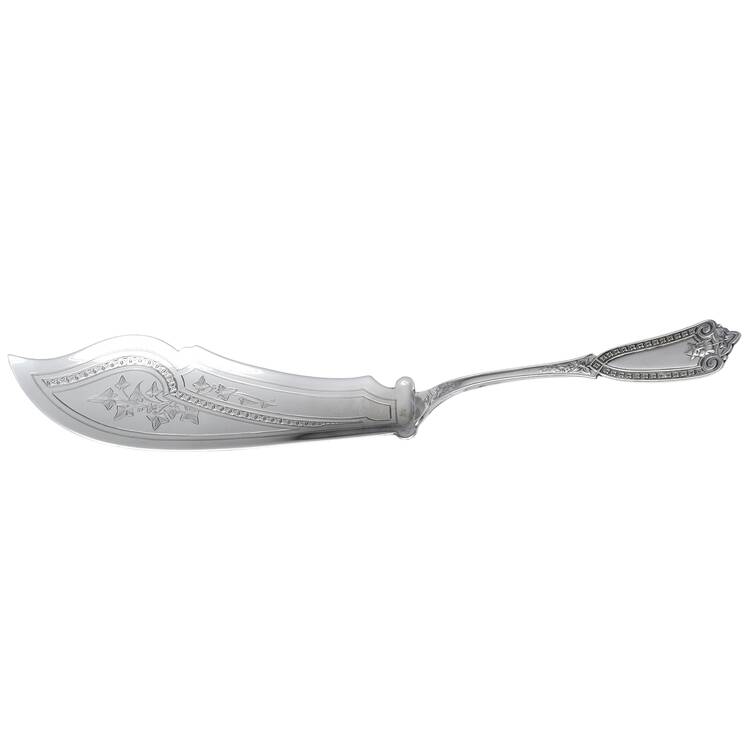 Ivy (Sterling, 1865) Small Fish Serving Knife, Bright Cut Solid Piece