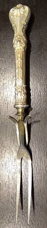 King Edward (Sterling, 1901) Small Steak Carving Fork with Stainless Prongs