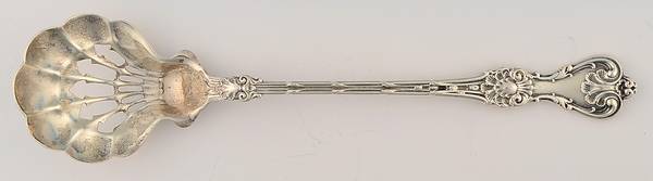 King Edward (Sterling, 1901) Small Pierced Nut Serving Spoon