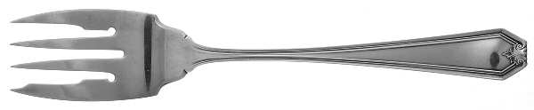 Lady Baltimore (Sterling, 1910, No Monograms) Medium Solid Cold Meat Serving Fork