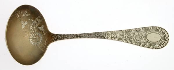 Laureate (Sterling, 1890) Gravy Ladle, Brightcut Solid Piece