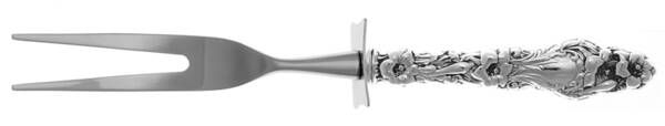 Lily (Sterling, 1902, Lion-Pat.1902) Carving Fork Small with Stainless Prongs HC