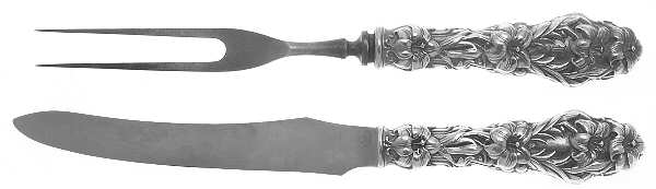 Lily (Sterling, 1902, Lion-Pat.1902) Small Thick Hdl Stnls Bld,2-Piece Carving Set