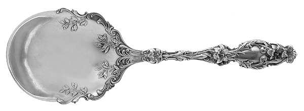 Lily (Sterling, 1902, Lion-Pat.1902) Solid Salad Serving Spoon