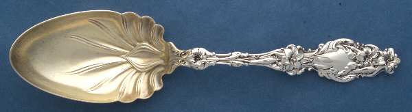 Lily (Sterling, 1902, Lion-Pat.1902) Solid Salad Serving Spoon