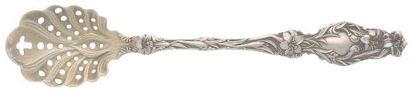 Lily (Sterling, 1902, Lion-Pat.1902) Pierced Bowl Short Handle Olive Spoon