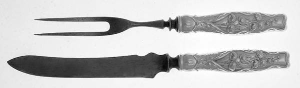 Lily of The Valley (Sterling, 1885, No Monograms) 2-Pc Individual Bird Carving Set w/Silverplate Bld