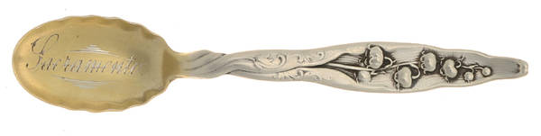 Lily of The Valley (Sterling, 1885, No Monograms) Souvenir Spoon (Egg)