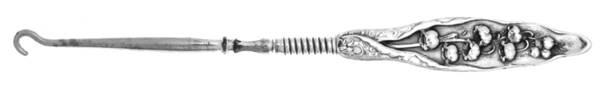 Lily of The Valley (Sterling, 1885, No Monograms) Large Button Hook w/Solid Sterling Handle