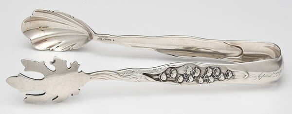 Lily of The Valley (Sterling, 1885, No Monograms) Large Ice Serving Tongs
