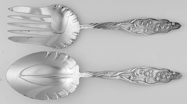 Lily of The Valley (Sterling, 1885, No Monograms) Solid 2-Piece Vegetable Serving Set