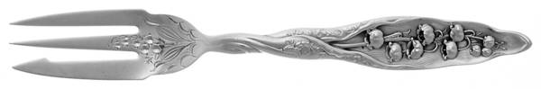Lily of The Valley (Sterling, 1885, No Monograms) Bright Cut Pastry Fork