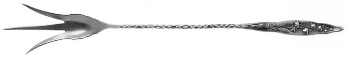 Lily of The Valley (Sterling, 1885, No Monograms) Small Twist Handle Lettuce Serving Fork