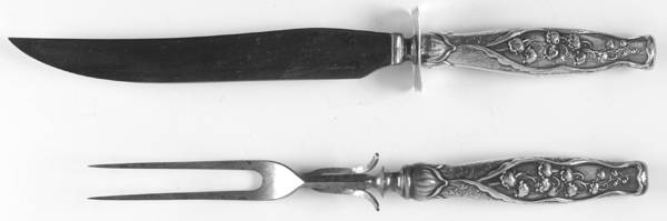 Lily of The Valley (Sterling, 1885, No Monograms) Large 2-Piece Roast Carving Set w/Stainless Blade