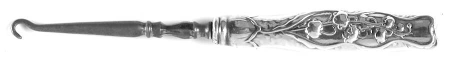 Lily of The Valley (Sterling, 1885, No Monograms) Button Hook Hollow Handle Large