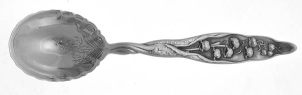 Lily of The Valley (Sterling, 1885, No Monograms) Large Bright Cut Jelly Spoon