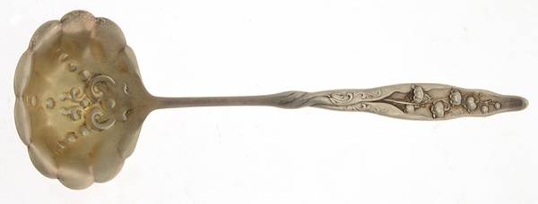 Lily of The Valley (Sterling, 1885, No Monograms) Solid Piece Cream Ladle