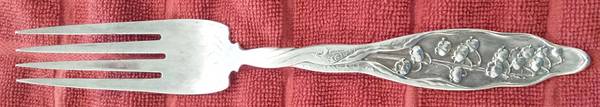 Lily of The Valley (Sterling, 1885, No Monograms) Salad Serving Fork, Bright Cut Solid Piece