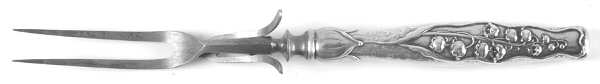 Lily of The Valley (Sterling, 1885, No Monograms) Small Steak Carving Fork with Stainless Prongs