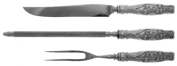 Lily of The Valley (Sterling, 1885, No Monograms) Small Steak 3-Piece Carving Set with Stainless Blade