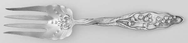 Lily of The Valley (Sterling, 1885, No Monograms) Solid Salad Serving Fork
