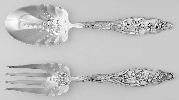 Lily of The Valley (Sterling, 1885, No Monograms) (2 Pc) Solid Salad Set