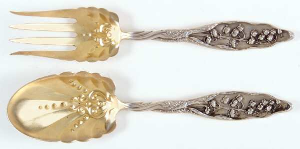 Lily of The Valley (Sterling, 1885, No Monograms) (2 Pc) Solid Salad Set