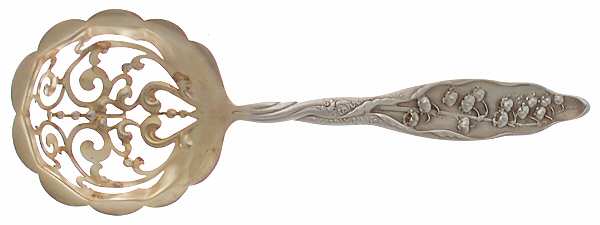 Lily of The Valley (Sterling, 1885, No Monograms) Pierced Nut Serving Spoon