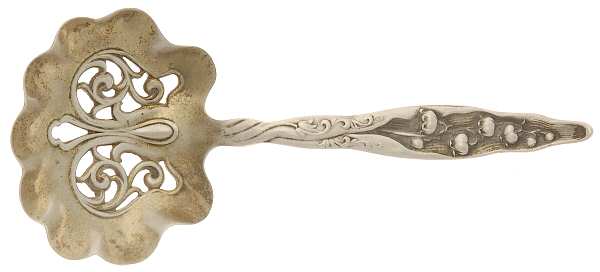 Lily of The Valley (Sterling, 1885, No Monograms) Solid Bon Bon Spoon with Pierced Bowl