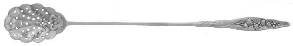 Lily of The Valley (Sterling, 1885, No Monograms) Pierced Bowl Long Handle Olive Spoon