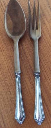 Madam Morris (Sterling, 1909-1910) Wooden Bowl 2-Piece Salad Set