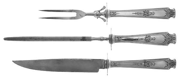 Mandarin (Sterling, 1917-1918) (3 Pc)Carving Set-Lg Stnbl/Roast w/Sterling Guard