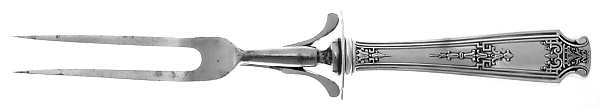 Mandarin (Sterling, 1917-1918) Large Stainless Prong Carving Fork W/Sterling Guar