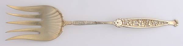 No 1 (Sterling, 1885) Large Solid Tined Sardine Serving Fork by Whiting Manf Co