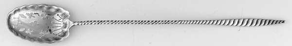 Oval Twist (Sterling, 1880) Pierced Bowl Long Handle Olive Spoon