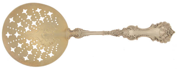 Pompadour (Sterling, 1895-1898) Large Pierced Pea Serving Spoon by Whiting Manf Co